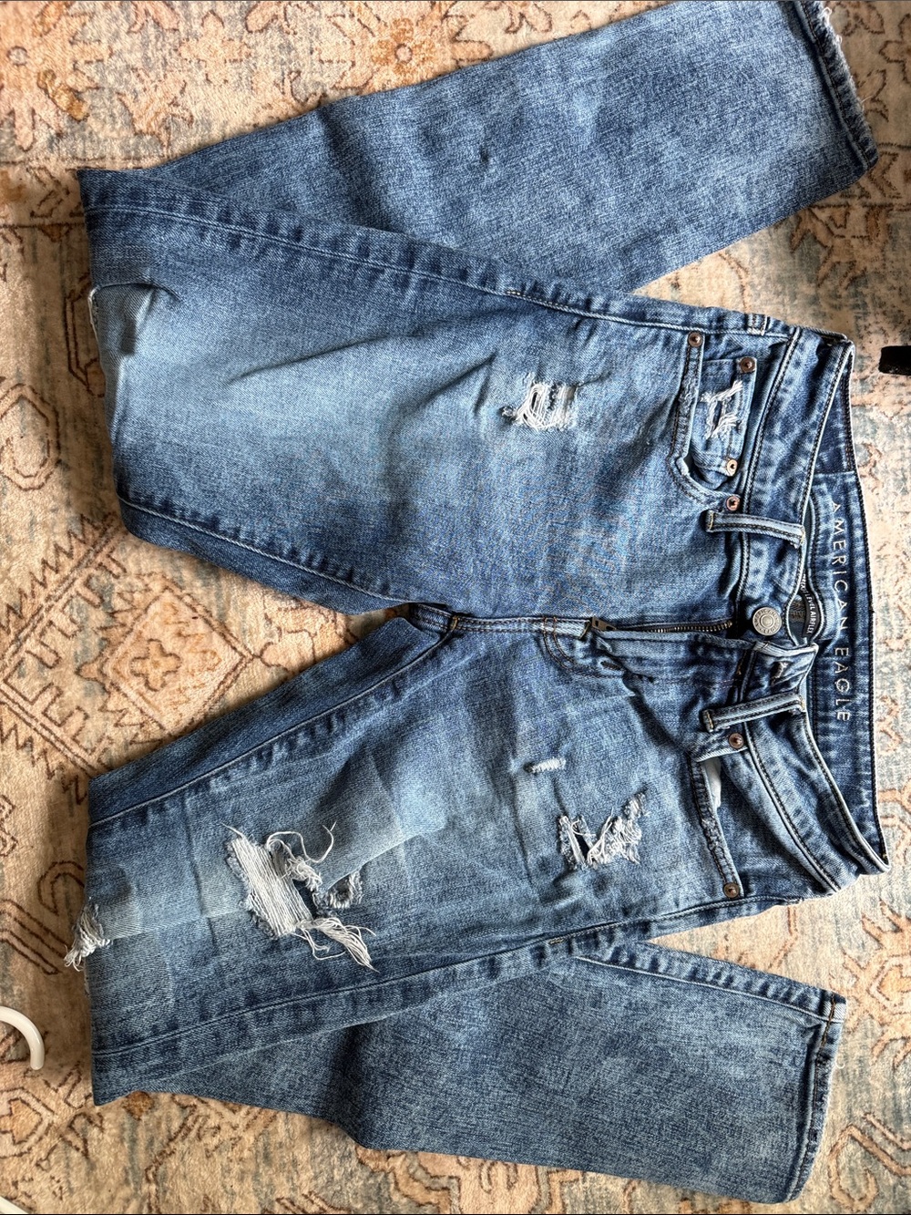 American Eagle Outfitters Distressed Light Blue Skinny Jeans 29x32